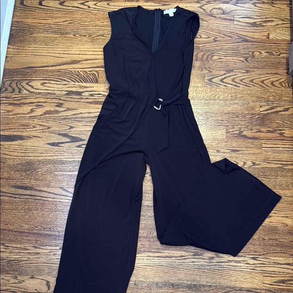 MICHAEL Michael Kors Black Wide-Leg Jumpsuit with V-Neck
